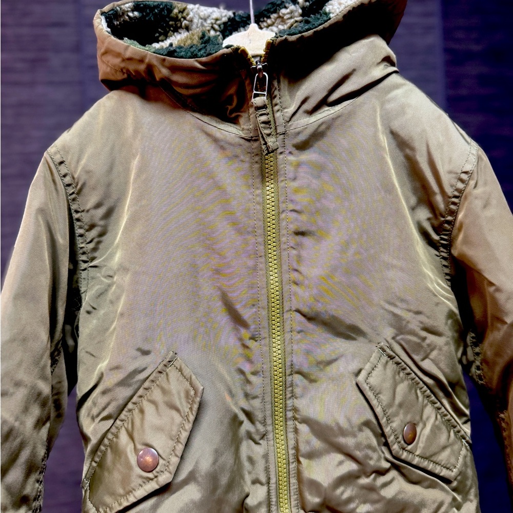 Crewcuts Bomber Hooded Jacket Size 4-5 Military Green
